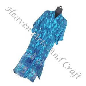 KL009 2024 colección de verano seda largo Vintage Sari Kimono largo Casual desgaste de longitud completa Vintage Sari Kimono largo bohemio verano - Product Image 2
