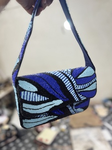 Bolsos de hombro de algodón de estilo bohemio para mujer india, bolsos de mano con cuentas hechos a mano con cremallera para compras nocturnas, bolsos de mensajero de estilo bohemio - Product Image 2