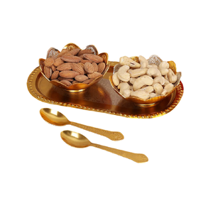 Diseño martillado de forma redonda de metal para bandeja de servicio de comida con bandeja de cena de bocadillo de fruta de metal con acabado de color negro - Product Image 1