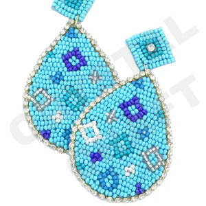 Boucles d'oreilles perlées Mardi Gras Lips pour femme patriotique Orange blanc bleu couleur pour mariage ou jour commémoratif - Product Image 4