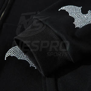 Sweat-shirts à capuche personnalisés avec fermeture éclair et strass, en molleton d'hiver, mélange de coton, vêtements de sport pour hommes, jogging, séchage rapide, écologique, Pakistan - Product Image 6