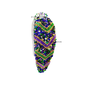 CustomizeMardi Gras Handmade <b>Beaded</b> knotted <b>Headband</b> with Rhinestone <b>Beaded</b> <b>Headband</b> for Women Hair Accessories carnival festive - Product Image 2