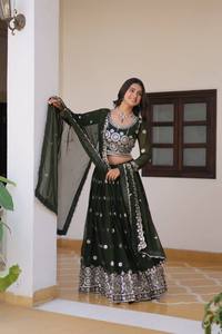 Designer Winter Wedding & Party Wear Lehenga Choli and Dupatta with Faux <b>Fur</b> - Product Image 3