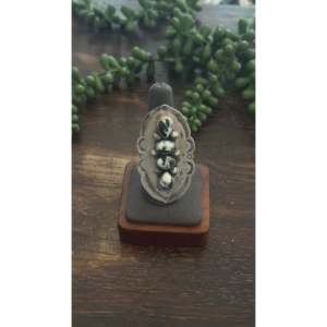 Navajo Crafted <b>Adjustable</b> Sterling Silver <b>Ring</b> with White Buffalo & Natural Stone Bezel Set Everyday Wear - Product Image 1