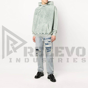 Sweat à capuche décontracté pour homme, teinture délavée à l'acide, couleur unie, haute qualité, 100% coton molletonné, séchage rapide, respirant, idéal pour le printemps - Product Image 6