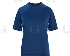 Camisetas deportivas de alta calidad para mujer, diseño de panel de contraste impreso por sublimación, estilos personalizados de protección contra sarpullido - Product Image 6