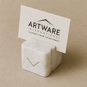 Travertine ที่ใส่การ์ดหินสีเบจธรรมชาติบล็อกการแสดงผลที่ทันสมัยโต๊ะจัดชื่อแท็กสำหรับสำนักงานงานต้อนรับ - Product Image 4