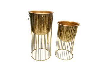 Juego de 3 macetas de hierro chapadas en oro de alta calidad para el hogar, sala de estar, pasillos de Hotel, decoración de suelo de jardín - Product Image 2