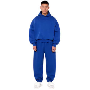 Survêtement 2 pièces en coton et polyester unisexe à manches longues pour un usage quotidien Haut à capuche décontracté Respirant Écologique Séchage rapide Solide - Product Image 1