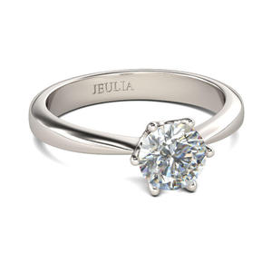 Anillo Solitario Clásico Jeulia de Plata de Ley Chapada en Rodio con Corte Redondo - Product Image 2