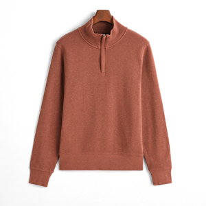 Basics 1/4 Quarter Zip Pull Shirt Design personnalisé Jogging Costumes pour unisexe coton mélangé Sacker Rib Half-Zip Sweatshirt - Product Image 1