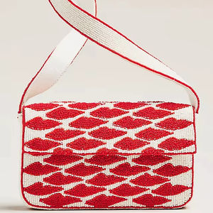 Sac à main en cuir de vachette métallisé Rodeo International avec fourrure, perles, style vintage bohème, fait main, avec sangle - Product Image 1