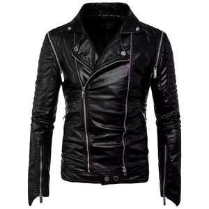 Veste en cuir de moto pour homme en cuir de vache véritable de qualité supérieure, veste en cuir noire pour motard, coupe ajustée, style café racer - Product Image 5