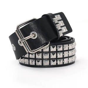 Cinturón Punk de Cuero con Tachuelas, Cinturón Gótico con Tachuelas Piramidales para Hombre y Mujer en Color Sólido, del Mejor Proveedor - Product Image 3