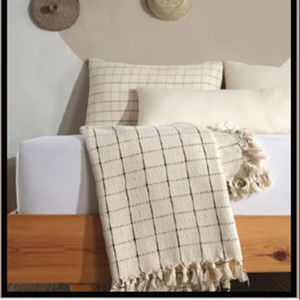 Cubrecama a Cuadros 100% Algodón Natural, Manta Ligera Tejida, 130x180cm, Mantas para Cama Pike - Product Image 1