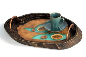 Plateau de service en résine faite à la main Plateau décoratif polyvalent pour usage personnel Cadeaux de pendaison de crémaillère Eco-Friendly Colorful Export - Product Image 5