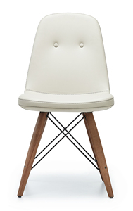 Upholstered <b>Dining</b> Room <b>Chair</b> with Wood Base <b>White</b> Color - Product Image 2