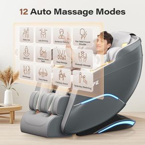 Sillón de Masaje Relajante de Estilo Moderno, Reclinable de Gravedad Cero, Masaje Shiatsu, Luces con Control por Voz, Capacidad de Peso en Pulgadas - Product Image 5