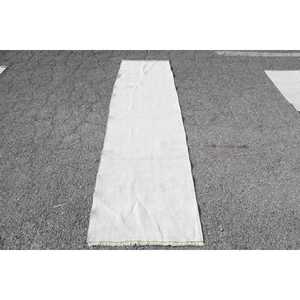 Vintage Turkish Rug, 2.2x7.6 ft <b>Runner</b> Rug, White <b>Green</b> Bordered Rug - Product Image 1