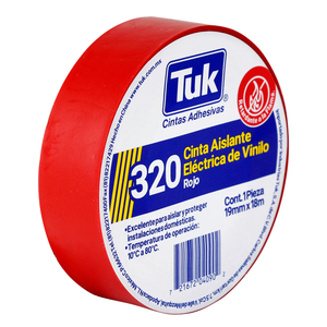 Cinta Aislante Roja 19mmx18mt 320 Paquete de 10 Piezas Tuk - Product Image 1