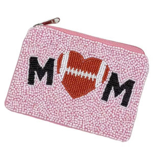 Mini bolso con cremallera para mamá con cuentas de día de juego bordado de declaración de moda con elegante ternura hecha a mano y atractivo elegante de la India - Product Image 1