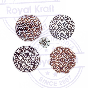 Tampon en bois rond et fleuri avec motifs asiatiques Kraft royal, lot de 5, 1.2-2.1 pouces - Product Image 2