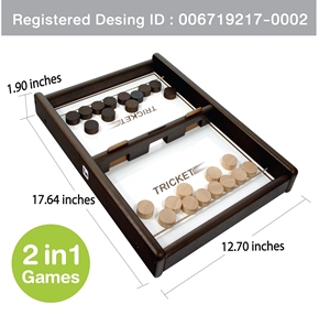 Tricket & checker 2-in-1เกมกระดานโต๊ะทำจากไม้ลูกซนอย่างรวดเร็ว & หมากฮอสย้อนกลับได้สำหรับครอบครัวสนุกสำหรับเด็กและผู้ใหญ่ - Product Image 3