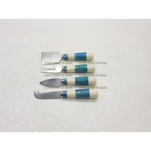 Juego de Cubiertos de Acero Inoxidable de Diseño Atractivo, Juego de 4 Tenedores y Cucharas de Resina con Mango de Piedra Grabada para Bodas - Product Image 5