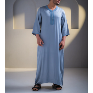 Fabricante de ropa musulmana hombres marroquíes Thobe bordado Kaftan Jubba Robe al por mayor 2025 - Product Image 5