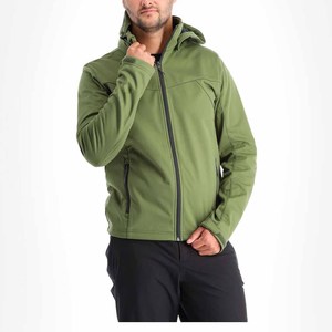 Pas cher prix nouveau design vente en gros directe d'usine nouveau style veste Softshell en toile coupe-vent à capuche pour hommes avec logo à l'avant - Product Image 4