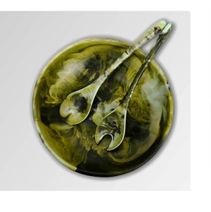 Tazón y Plato Decorativo de Resina Ecológica de Color Verde, el Más Vendido, Hecho en India - Product Image 1