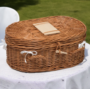Cercueil en osier naturel pour bébé avec couvercle, panier funéraire biodégradable pour bébés du Vietnam - Product Image 6