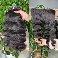 Nouveau combo pour faire perruque de vague de corps 100% extensions de cheveux humains vietnamiens bruts paquet de trame et fermeture pleine taille/frontal