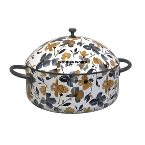 Cazuelas de Metal de diseño elegante y elegante de forma redonda, calentador de alimentos de Metal clásico hecho a mano de primera calidad al por mayor - Product Image 3