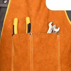 Delantal de trabajo de soldadura de cuero dividido resistente al calor personalizable equipo de seguridad de cuero de vaca con mangas de mano reutilizable - Product Image 4