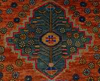 Tapis d'intérieur moderne de luxe, noué à la main, en laine et soie, écologique, motif tribal géométrique, antidérapant, à poils ras, adapté aux animaux domestiques, 8x10 pi 1