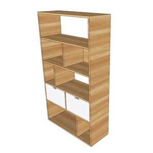 SFKS005-80x30x140cm Standing Type Wood <b>Bookshelf</b> with 2 Drawers Decorative Bookcase for Living Room - Product Image 2