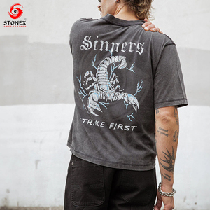 T-shirt graphique en coton surdimensionné pour hommes DTG imprimé T-shirt streetwear délavé - Product Image 5