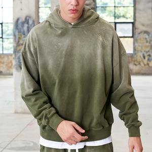 Sweats à capuche streetwear effet batik délavé pour hommes sweat à capuche personnalisé et lourd à la mode coupe carrée - Product Image 4