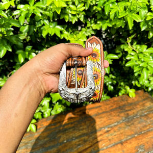 New Western Carving Genuine <b>Leather</b> Belt for Men and Women Hand Floral Distress <b>Tooling</b> Party Wear with Floral Design - Product Image 6