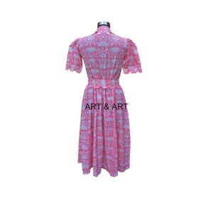 Vestido Midi de verano informal de diseñador de algodón puro 100% para mujer, Manga corta ecológica, estilo étnico occidental, para exteriores, Digital sólido - Product Image 6