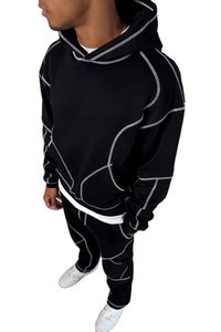 Conjunto de Sudadera con Capucha y Pantalones Acampanados de Felpa Gruesa Transpirable 100% Algodón con Logo Casual para Invierno - Product Image 6