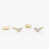 Boucle d'oreille élégante en laboratoire avec trois triangles de diamants coupe ronde de haute qualité Mini Trio Intense Stud luxueux en gros en vrac