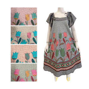 ชุดเดรสคลุมเข่าผ้าเรยอนแขนสั้นลายดอกไม้ชุดนอนใส่ในฤดูร้อนน่ารักคุณภาพดี - Product Image 1