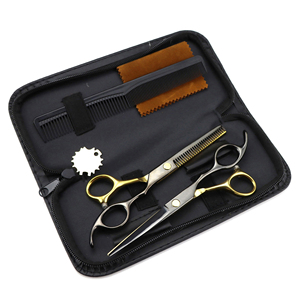 Juego de adelgazamiento de corte de pelo con mango de acero inoxidable profesional, tijera negra afilada, Kit de peluquero, salón, uso doméstico, producto de belleza al por mayor - Product Image 3