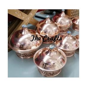 Plat de service en cuivre martelé au design admirable, forme ronde, plat de service en cuivre martelé personnalisé OEM en vrac - Product Image 1