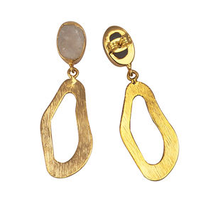 Pendientes de gota de piedra lunar arcoíris de moda hechos a mano, joyería de piedra natal colgante Natural cruda, venta al por mayor elegante - Product Image 2