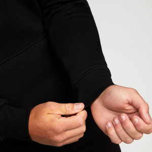 FLEECE HOOD BLACK Men Pullover Sudadera con capucha Slim fit Forro polar Puños elásticos Capucha con cordón Logotipo bordado Bolsillo frontal - Product Image 4