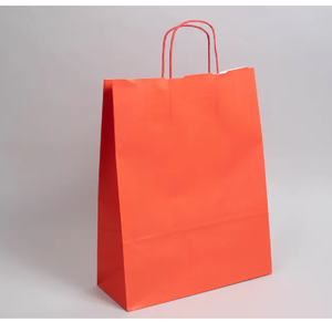 Luxury Handmade Eco-friendly Kraft Paper Shopping Bags Customizable Logo Durable Hot <b>Stamped</b> Surface Red Promotional Supermarket - Product Image 1