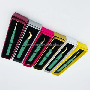 แหนบต่อขนตาปลอมปลายเรียบสีเขียวทองฉลากตามสั่งทำโลโก้ได้ตามต้องการความแม่นยำ - Product Image 5